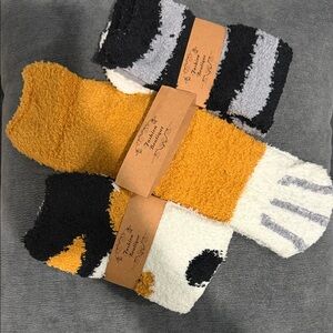 Cozy Fuzzy Socks in Black, Gray, Orange, and White